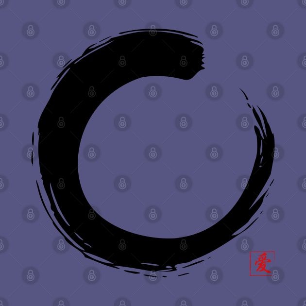 Zen Circle Enso Art with Japanese Word Love by SimpleModern