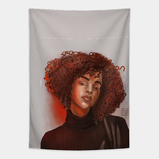 Curly gurl Tapestry by SosiCreatesArt