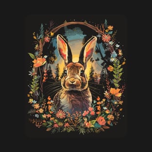 Hare Spring Flowers Fairytale Easter Rabbit Woodland Forest T-Shirt