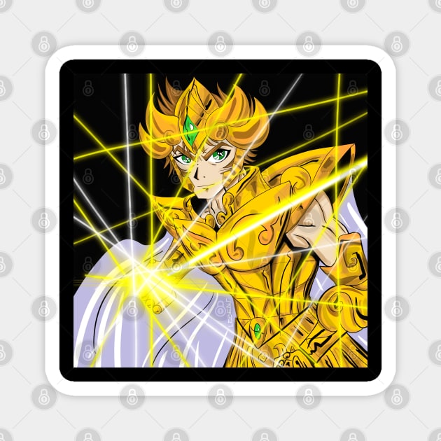 aioria leo gold saint in lightning plasma cosmos attack Magnet by jorge_lebeau