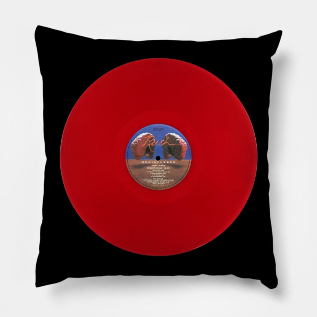 Rush - Hemispheres Red Vinyl Pillow by RetroZest