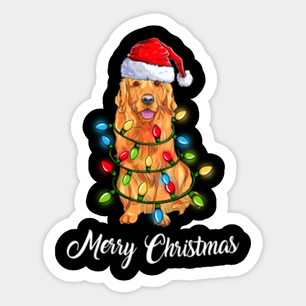 Merry Christmas Golden Retriever Light Christmas Merry Christmas Golden Retriever Light Sticker Teepublic