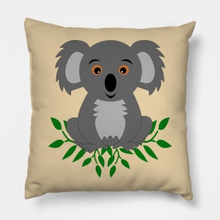 Cute koala bear with eucalyptus Pillow