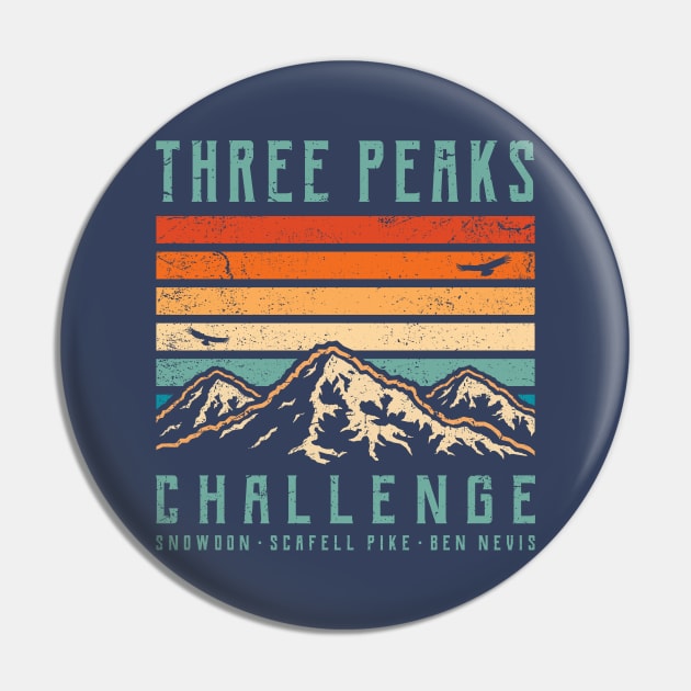 3 Peaks Challenge - Retro Pin by TigerTom