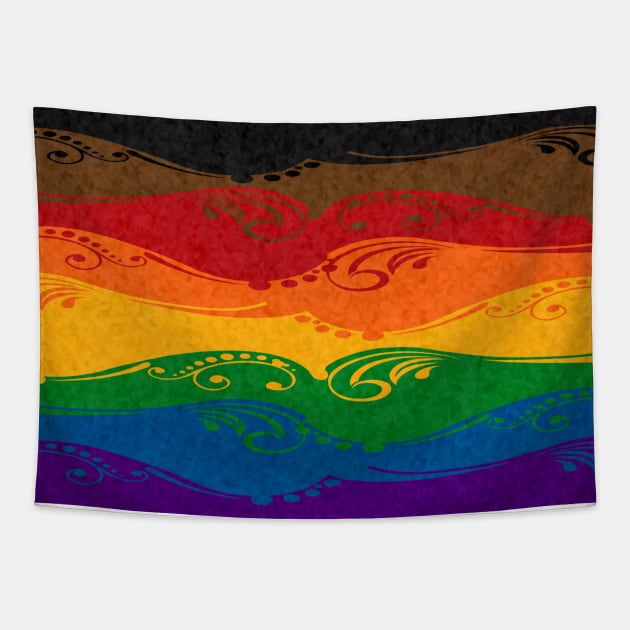 Ornamental Inclusive Rainbow Flag Tapestry by LiveLoudGraphics