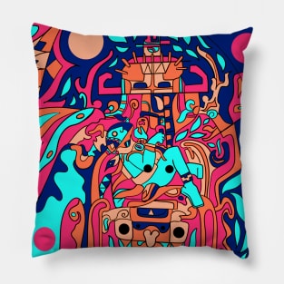 psychodelic astronaut ecopop Pillow