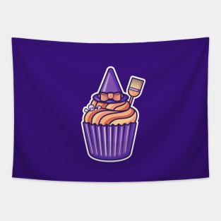 Witchy cupcake on dark bg Tapestry