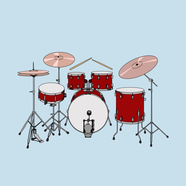 Drum kit cartoon illustration by Miss Cartoon