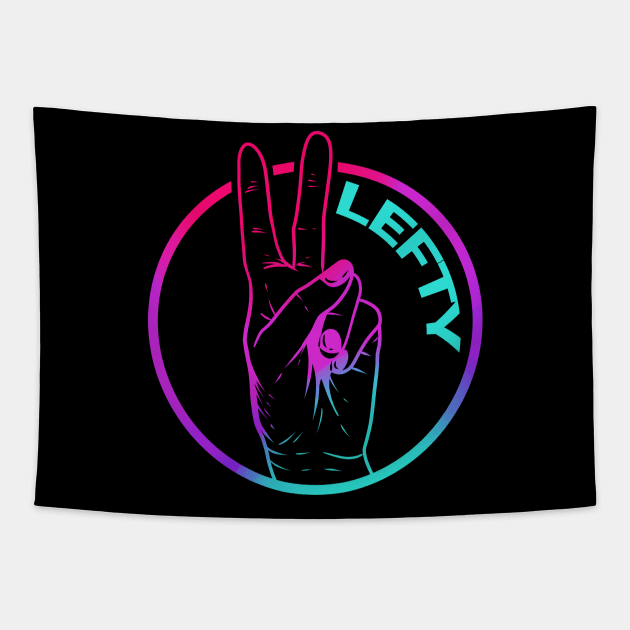 Vaporwave 80's lefty logo - the left-hander Tapestry by SinBle