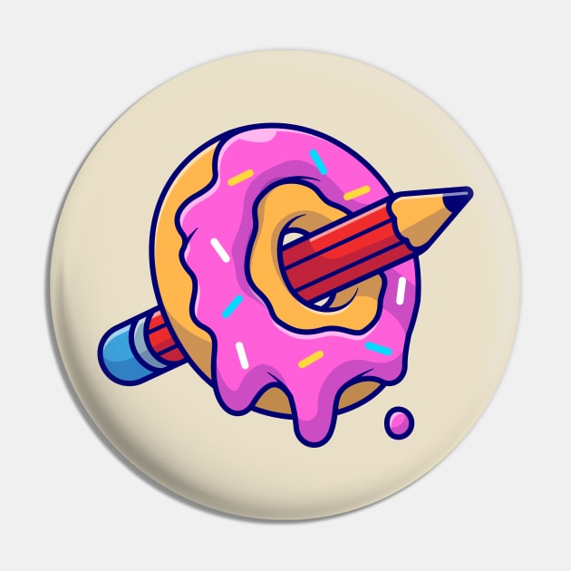 Donut And Pencil Cartoon Pin by Catalyst Labs