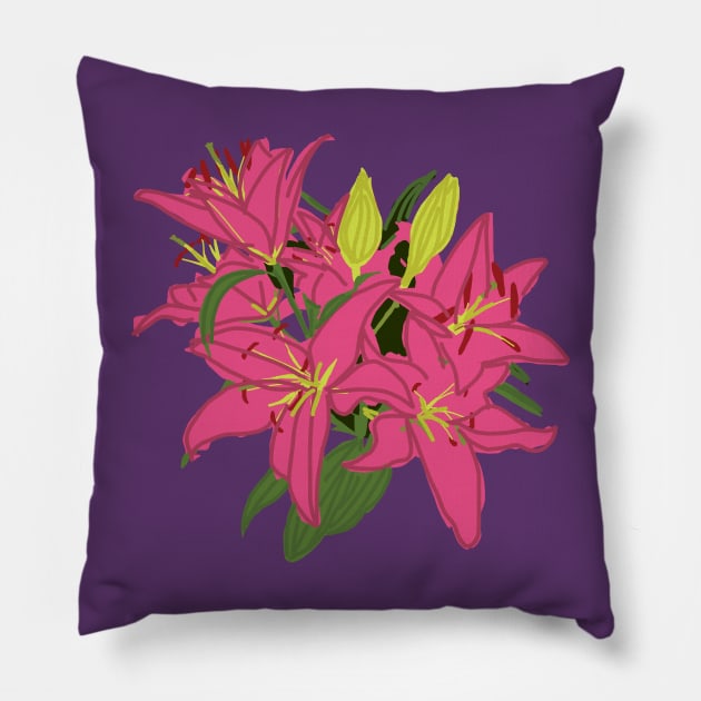 Flowers Stargazer Lily Pillow by ellenhenryart