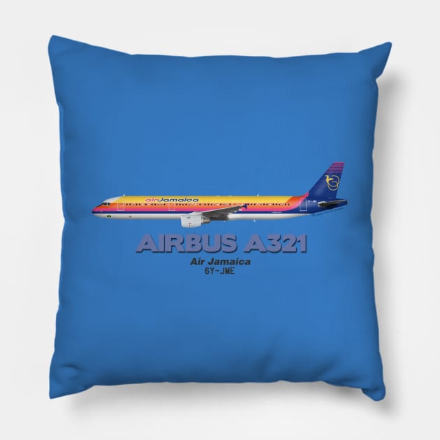 Airbus A321 - Air Jamaica Pillow by TheArtofFlying