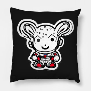 Whimsical cute space bunny sticker Pillow