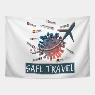 Funny Safe travel covi19 Tapestry