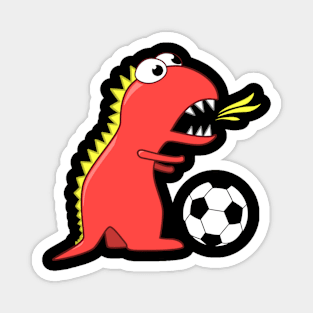 Funny Dinosaur Soccer Player Magnet