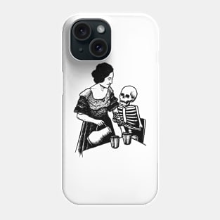 Woman skeleton drink Phone Case