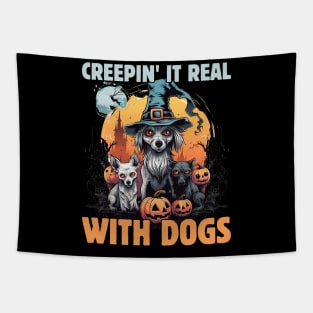 Boo-tifully Bewitched Puppy Dog Halloween Tapestry