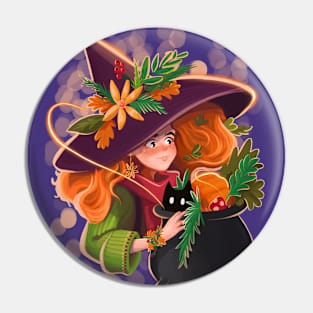 Autumn Witch Pin