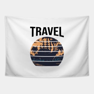 travel retro sunset design Tapestry