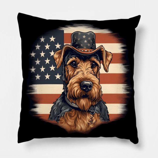 Welsh Terrier 4th of July Pillow by NatashaCuteShop