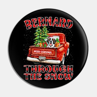 Christmas Bernard Through The Snow Dog Santa Truck Tree Pin