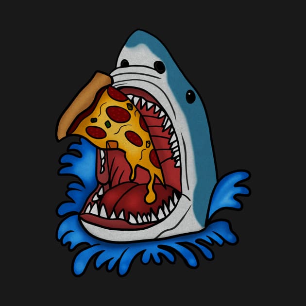 Shark Eating Pizza, Funny Pizza Lover by dukito