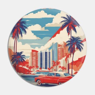 Miami United States of America Tourism Vintage Poster Pin