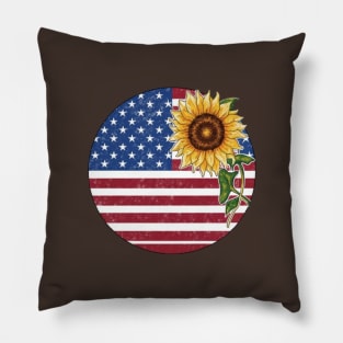 Sunflower-America-Flag Pillow