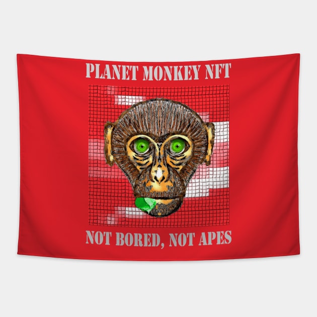 Planet Monkey Animals Not Bored Apes Tapestry by PlanetMonkey