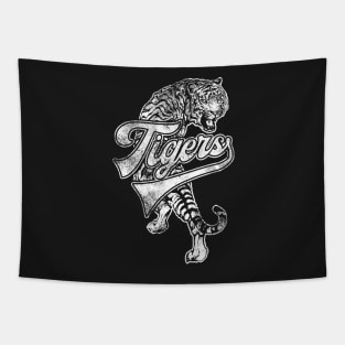 Tigers Mascot T Shirt Vintage Sports Name Tee Design Tapestry