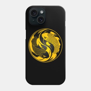 Yellow and Black Yin Yang Koi Fish Phone Case