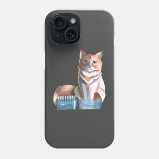 Science cat in a pipette tip box Phone Case