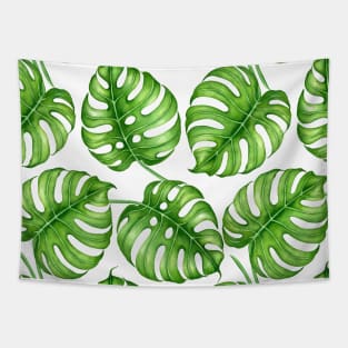 Monstera watercolor pattern Tapestry