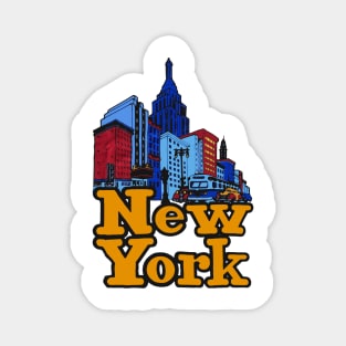 Vintage Retro New York Skyline Decal Magnet