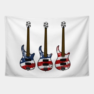 Bass Guitar USA Flag Bassist Musician 4th July Tapestry