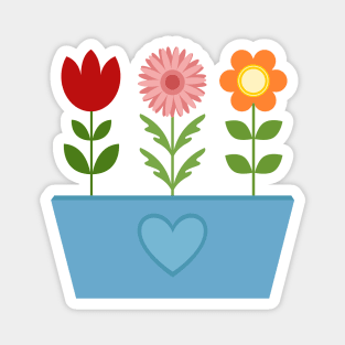 Scandinavian Style Flowers in a Blue Window Box Magnet