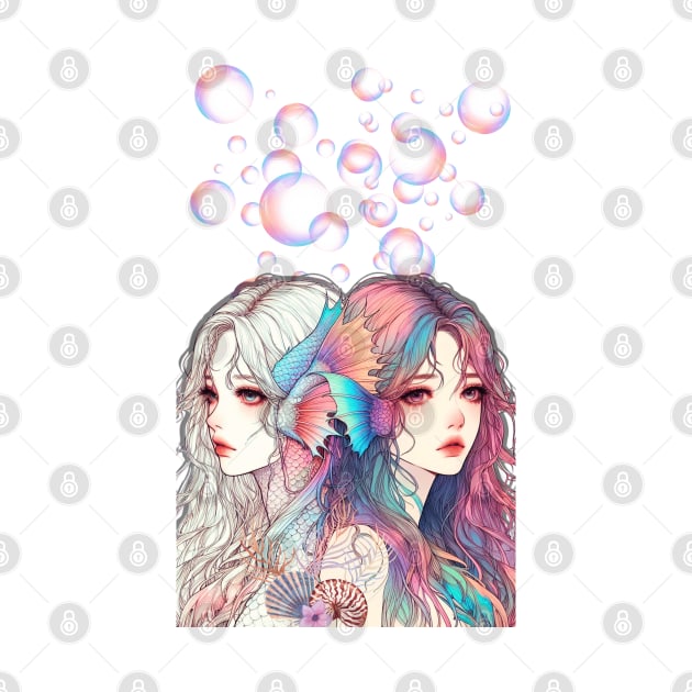 Pastel Sibling Mermaid Anime by ALM Artbox