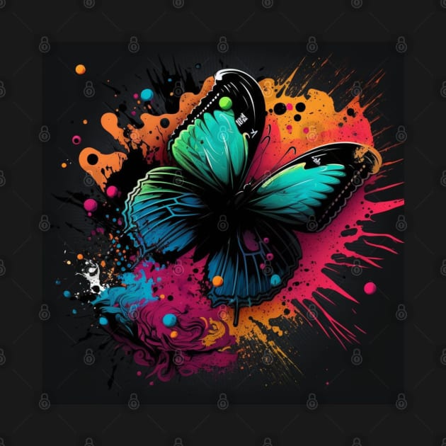 Cosmic Butterfly Two Splatter Paint by TheArtfulAllie