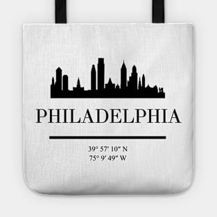 PHILADELPHIA PENNSYLVANIA BLACK SILHOUETTE SKYLINE ART Tote