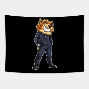 Casual Tiger Mascot Illustration Tapestry