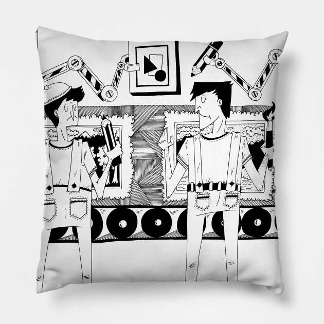 Art assembly line Pillow by adrianserghie