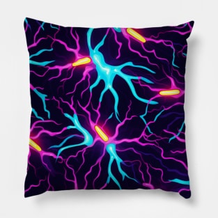 Neon Synapse: Electric Neural Network Inspired Digital Art Pillow