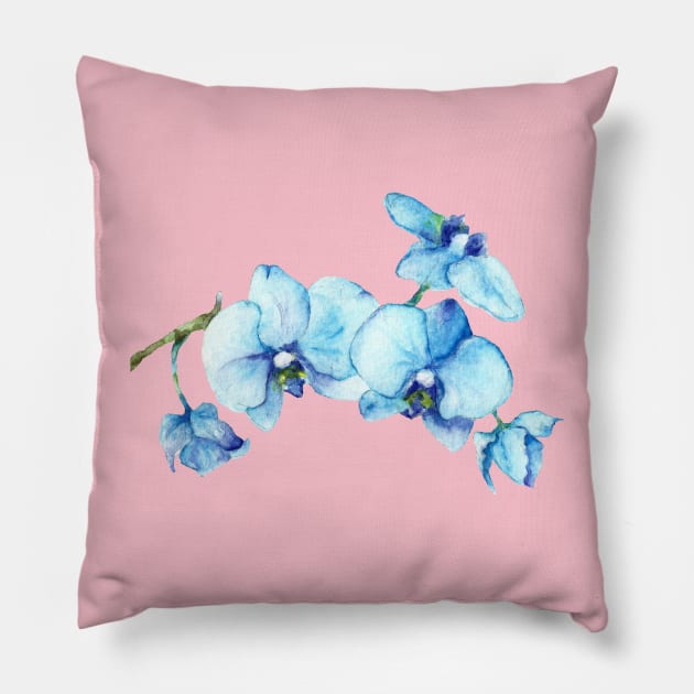 Blue Orchid Pillow by Goosi