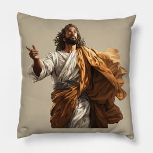 African American Jesus Christ Looking To Heaven Pillow