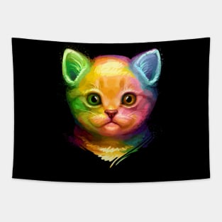 Kitty Colorful Painting Tapestry