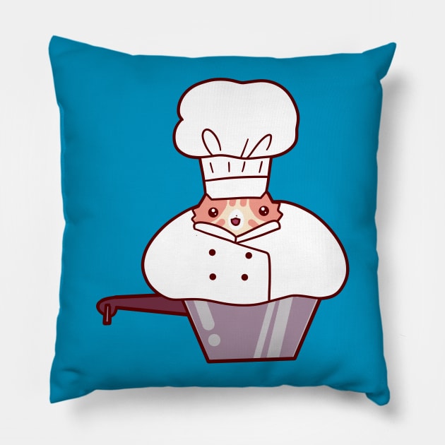 Chef Cat Sitting in Pot Pillow by saradaboru