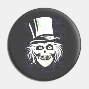 Hatbox Ghost With Grungy Haunted Mansion Wallpaper Pin