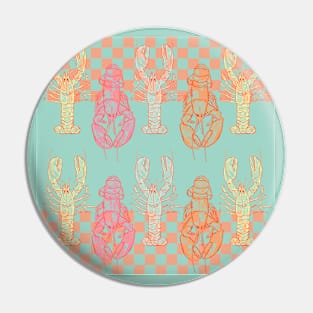 Pastel Gingham Lobster Aesthetic Pin