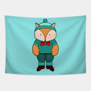 Cute green fox Tapestry