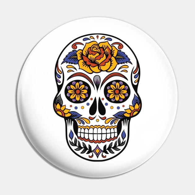 Awesome Skull  Death Mexican Muertos Halloween Gift Idea Pin by MIRgallery